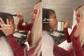 Kim reveals her real skin as she goes make-up free in a new TikTok with North
