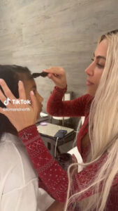 Kim Kardashian showed off her real skin in a recent TikTok with her daughter North