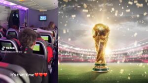 “Beautiful” TikTok goes viral as World Cup takes whole plane by storm mid-air