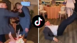 Drunk wedding guest punched by groom for ruining cake in viral TikTok