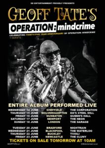 Ex-QUEENSRŸCHE Singer GEOFF TATE Announces Tour Celebrating 35th Anniversary Of 'Operation: Mindcrime'