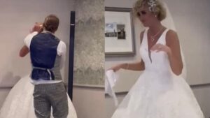 Groom gets backlash after smashing wedding cake in bride’s face in viral TikTok