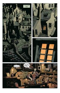 Panels of a city in Hell eventually focus on Koshchei reading on his couch in Koshchei in Hell #1 (2022).
