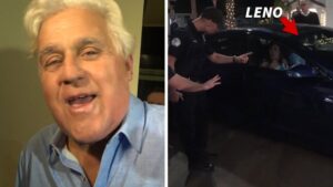 Jay Leno Arrives for First Comedy Gig Since Getting Burned and Grazes a Cop Car