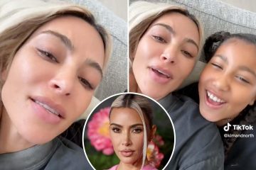 Kim goes make-up free & reveals real skin in TikTok with daughter North