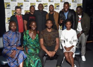 The "Black Panther" cast at Comic-Con in 2017.