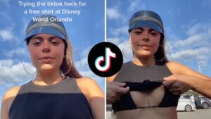 TikToker wears bikini top to Disney World to test free t-shirt “hack” and it goes horribly