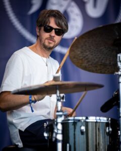 Tom Skinner performs with Sons of Kemet at the 2022 Newport jazz festival in July.