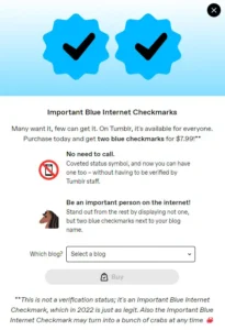 Tumblr mocks Twitter verification with “Important Blue Internet Checkmarks”