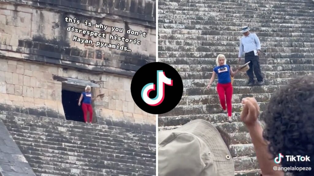 Viral TikTok shows tourist booed for climbing sacred Mayan pyramid in Mexico: “Lock her up!”