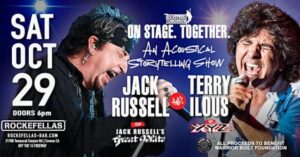 Watch: Former GREAT WHITE Singers JACK RUSSELL And TERRY ILOUS Team Up For Acoustic Storytelling Show In Corona