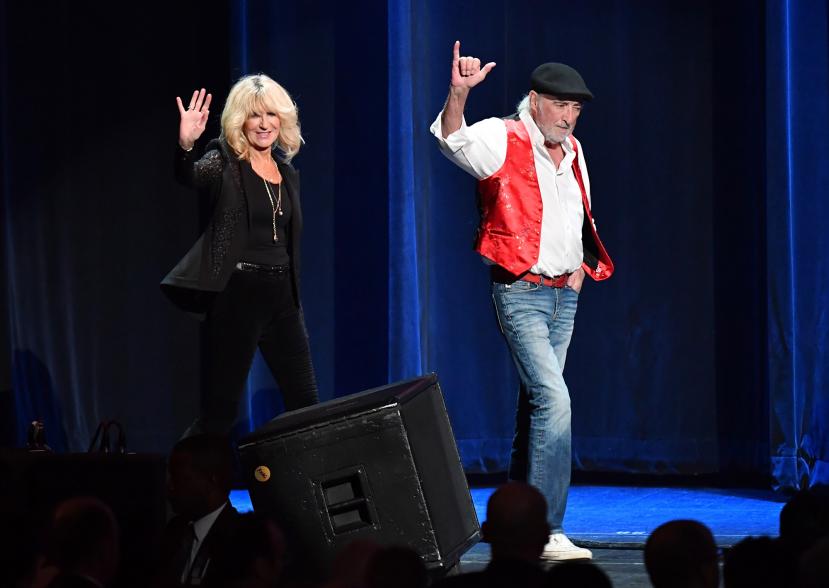 McVie and ex-husband John accept the MusiCares Person of the Year award honoring Fleetwood Mac at Radio City Music Hall in 2018.