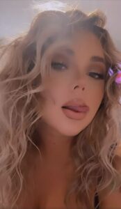 Jade Cline posted a sexy snap of herself licking her lips in a tiny top