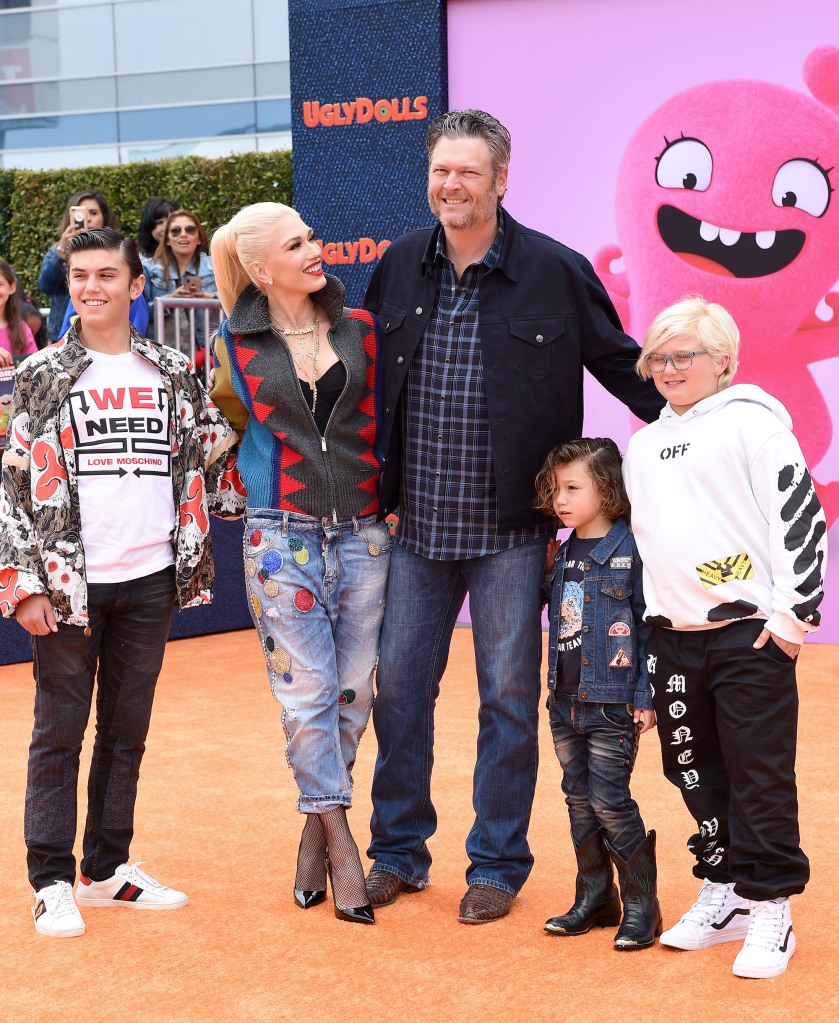 Blake Shelton, Gwen Stefani and her sons Kingston, Apollo and Zuma.