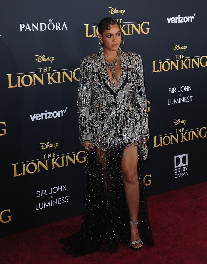 Beyoncé arrives for the Premiere of Disney's "The Lion King" on July 9, 2019, in Hollywood.