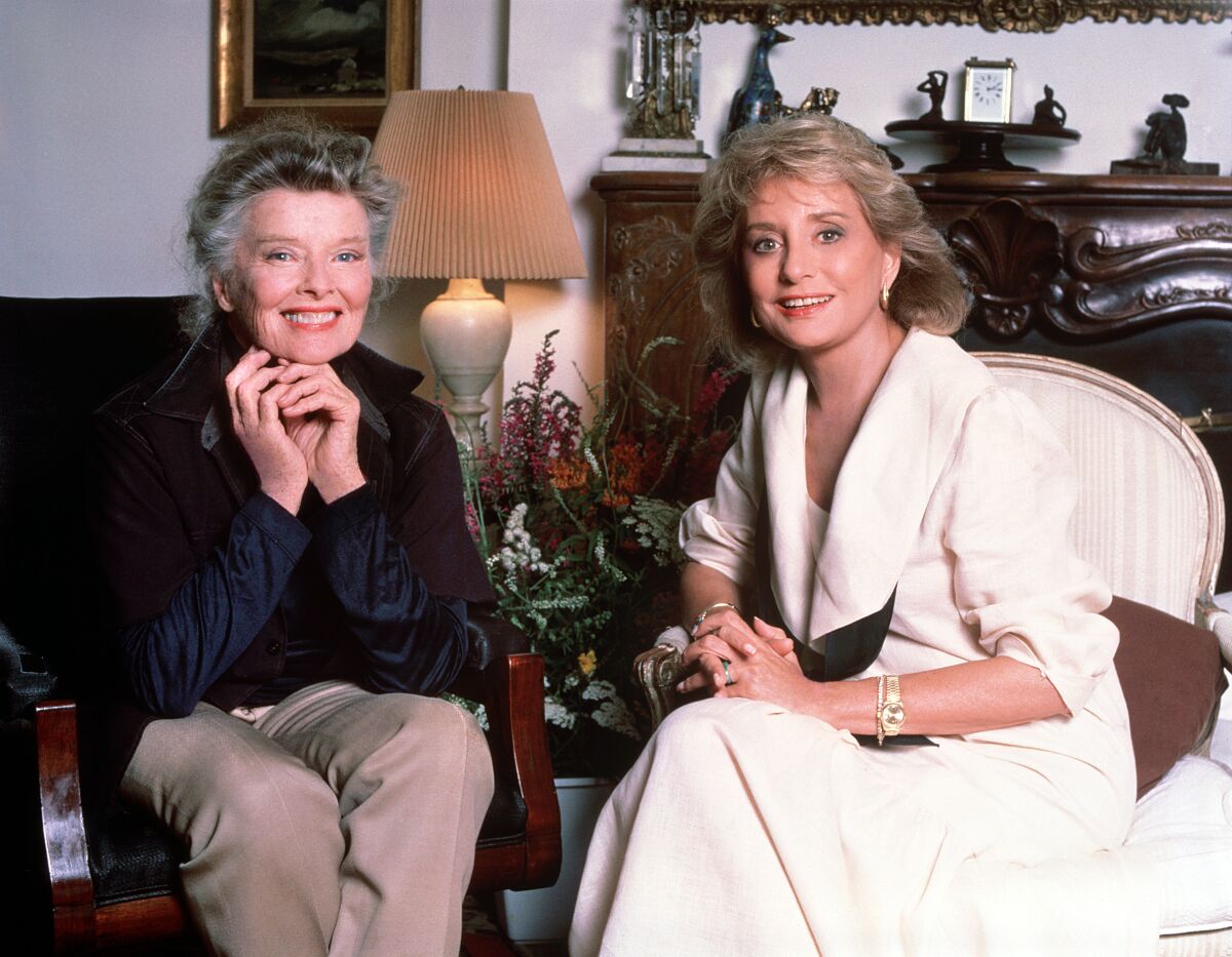 Walters with Katharine Hepburn in 1987.