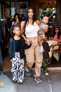 Kim Kardashian is seen with her children North, Saint and Chicago in SoHo on Sept. 29, 2019, in New York City.
