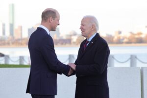 Prince William, Prince of Wales meets with US President Joe Biden at the John F. Kennedy Presidential Library and Museum on December 02, 2022 in Boston, Massachusetts.