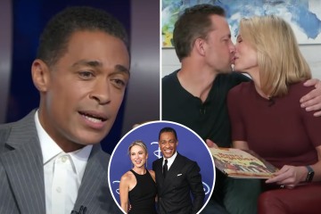 TJ Holmes screams 'yuck' as GMA co-host Amy Robach kisses husband before 'affair'