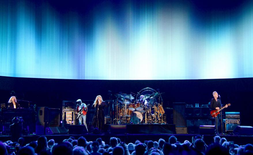 Christine McVie, John McVie, Stevie Nicks, Mick Fleetwood and Lindsey Buckingham of Fleetwood Mac perform onstage during The Classic West at Dodger Stadium on July 16, 2017.