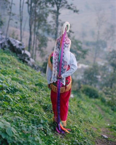 María Azucena Vázquez poses in her voladora costume