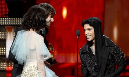 Gotye, Kimbra and Price speak onstage during the 55th Grammy awards in 2013 in Los Angeles, California.