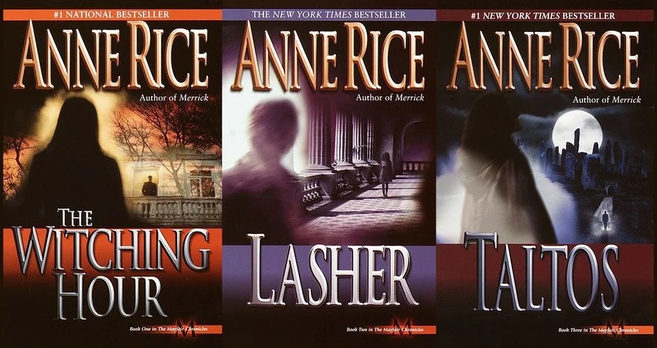 The paperback covers to Anne Rice's Lives of the Mayfair Witches trilogy.