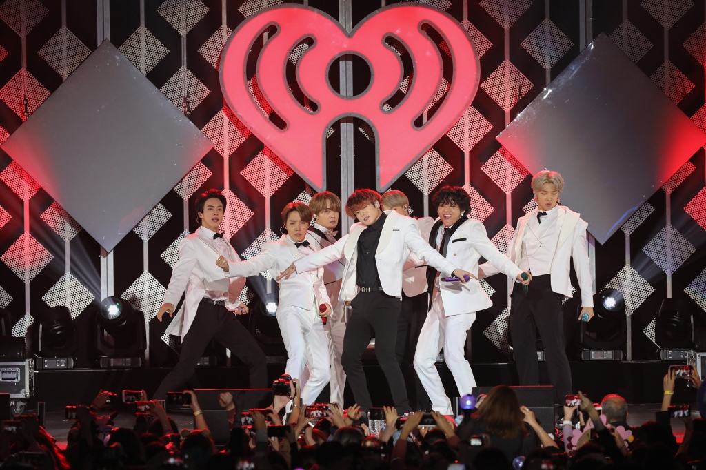 BTS performs during the iHeartRadio KIIS FM's Jingle Ball show at the Forum on December 06, 2019, in Inglewood, California.