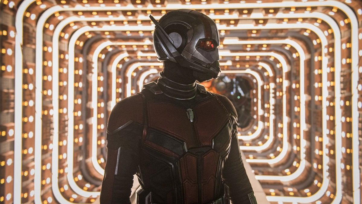 Ant-Man stands in front of a lit up Quantum Tunnel