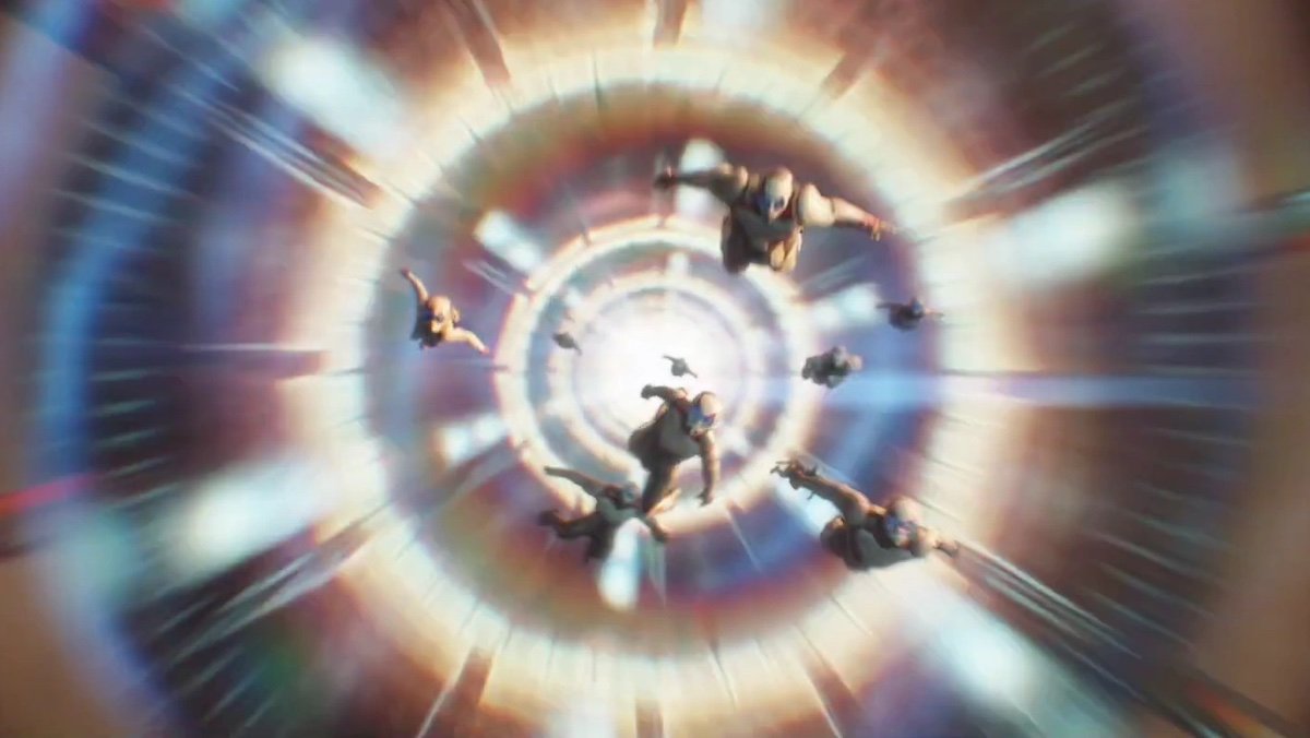 The Avengers travel through a quantum time tunnel in Endgame