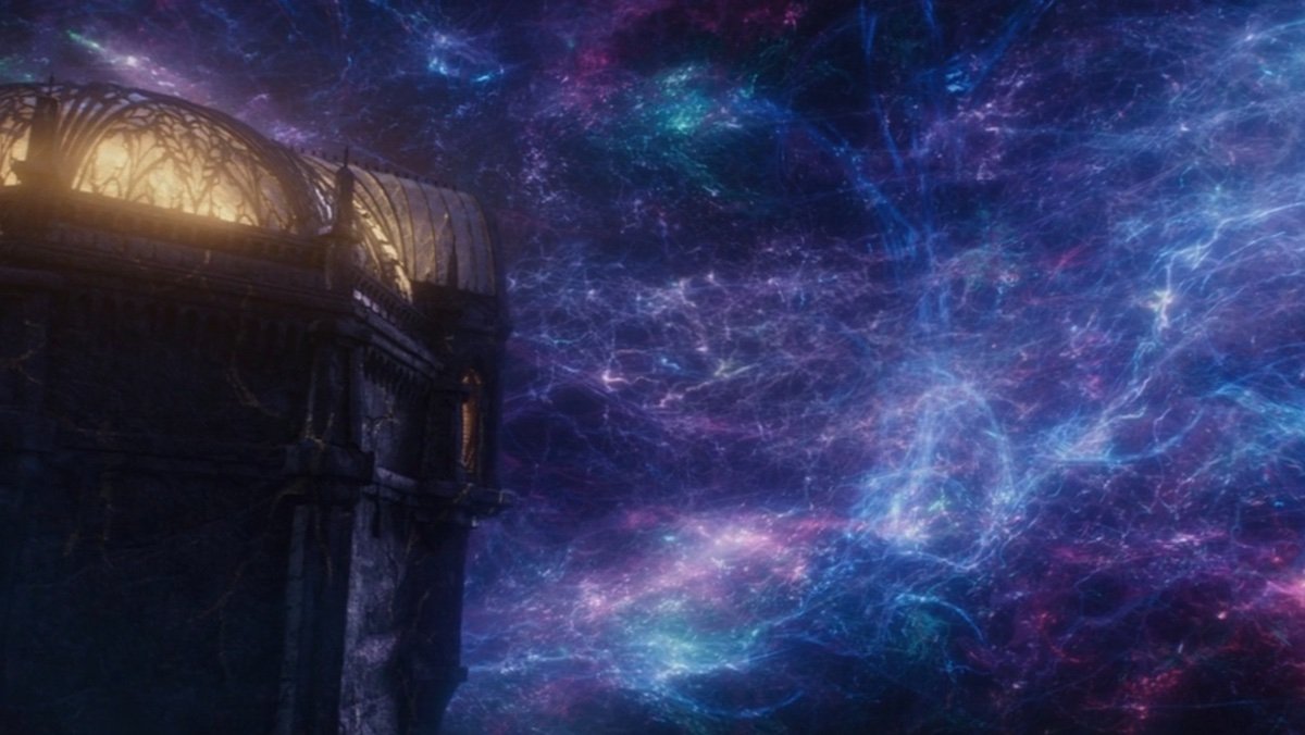 The Citadel at the end of Time with its blue and purple world as seen on Loki