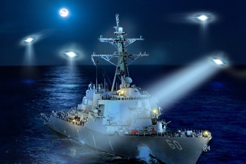 My warship was buzzed by UFO that dazzled us with spotlight - it wasn't human tech