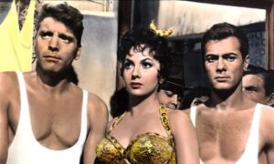Gina Lollobrigida with Burt Lancaster and Tony Curtis in Trapeze (1956).