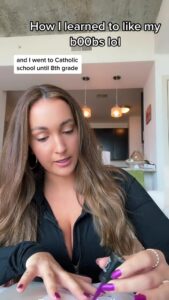 In the social media video, the woman said she grew boobs in fifth grade