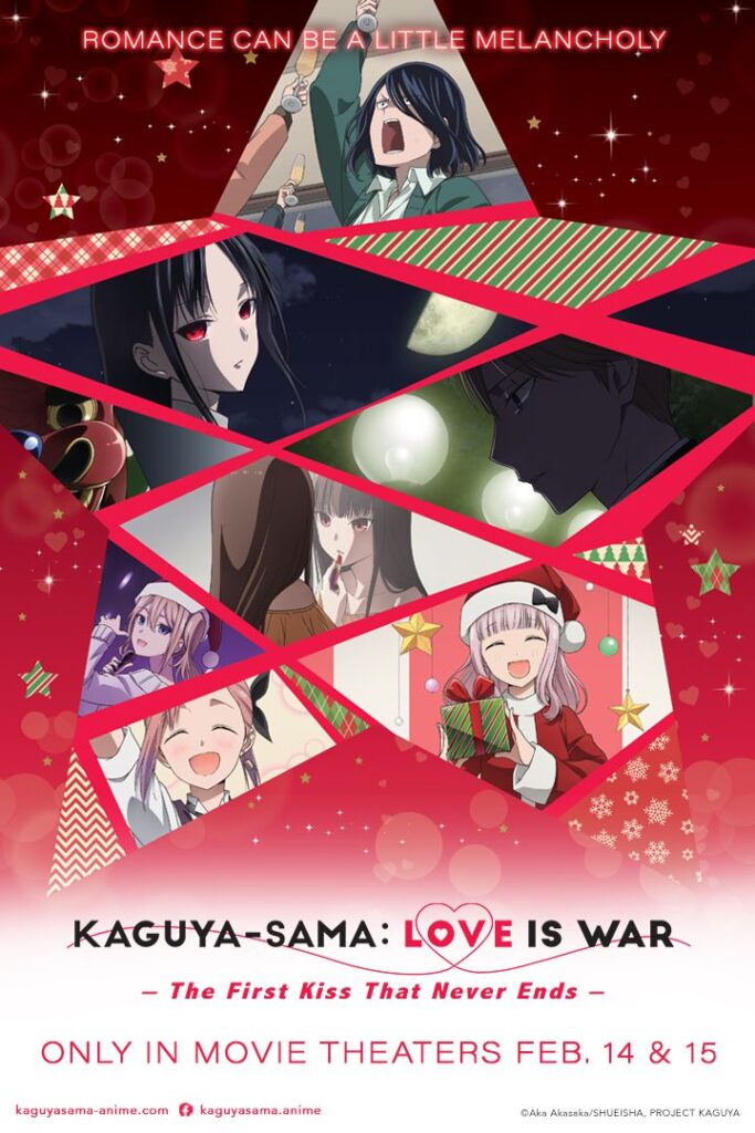 a movie poster featuring a five-pointed star. sections of the star are cut out to showcase the main characters of love is war