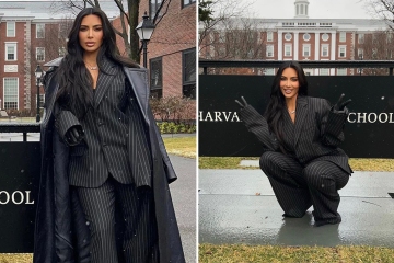 Kim flaunts smart business suit - but fans think she made big style error