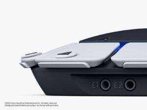 side view of Sony Project Leonardo accessible console game controller with E1 and E2 jacks