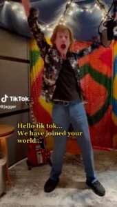 Jagger's first TikTok -- which has gained nearly 2 million views -- shows the singer dancing around his studio to the 1968 hit " Sympathy for the Devil" welcoming his fans.