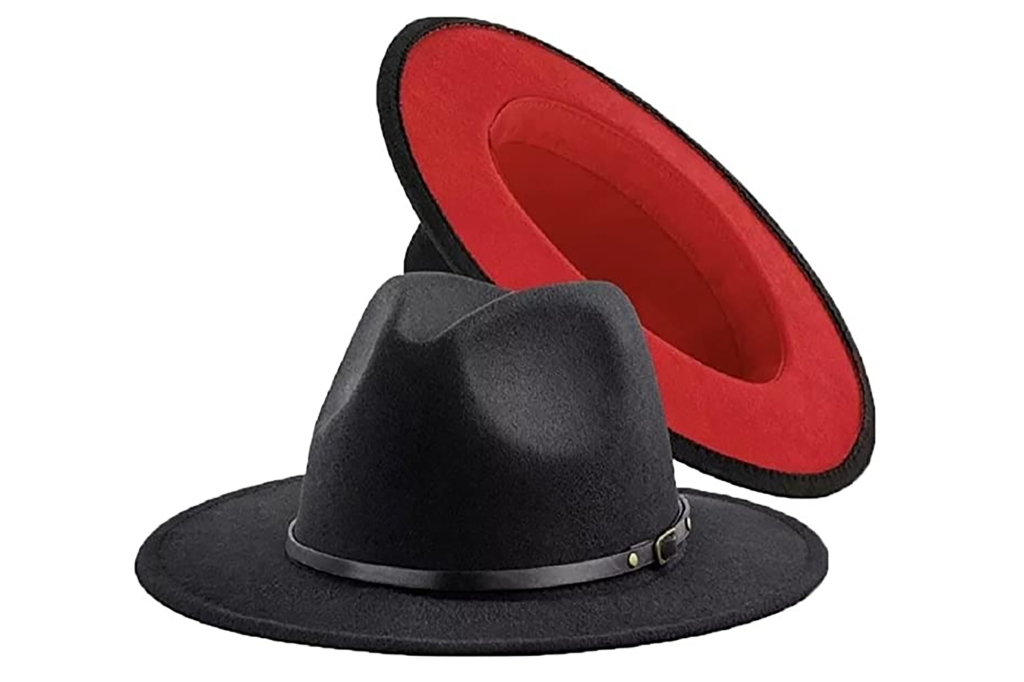 A black hat and red underside