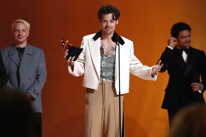Harry Styles accepts the Album Of The Year award for “Harry's House” onstage during the 65th Grammy Awards on Feb. 5 in Los Angeles.