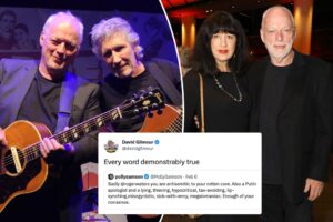 The Roger Waters-David Gilmour feud was reignited Monday after Gilmour's wife Polly Samson ripped the former "Pink Floyd" vocalist on Twitter.