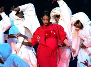 Rihanna performs during Apple Music Super Bowl LVII Halftime Show at State Farm Stadium on February 12 2023 in Glendale...