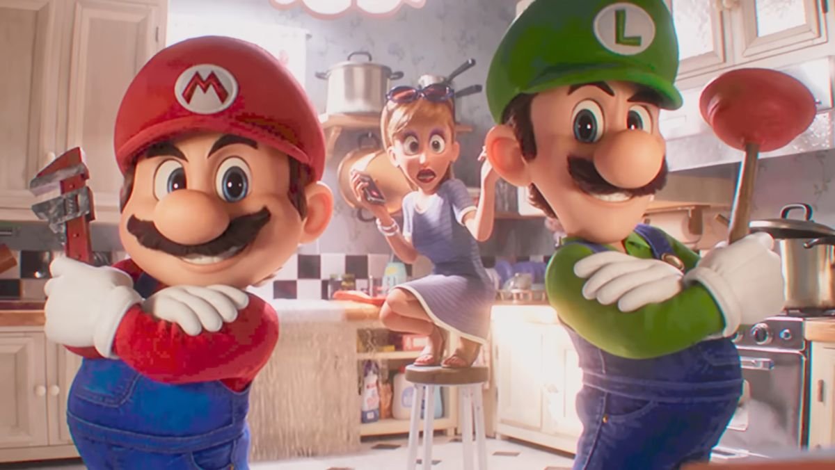 Mario Luigi are part of Super Mario Bros. Plumbing in a commercial for Super Mario Bros Movie