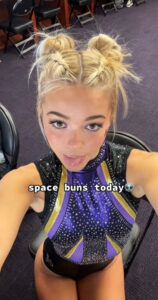 Olivia Dunne showed off her "space bun" look for LSU meet day