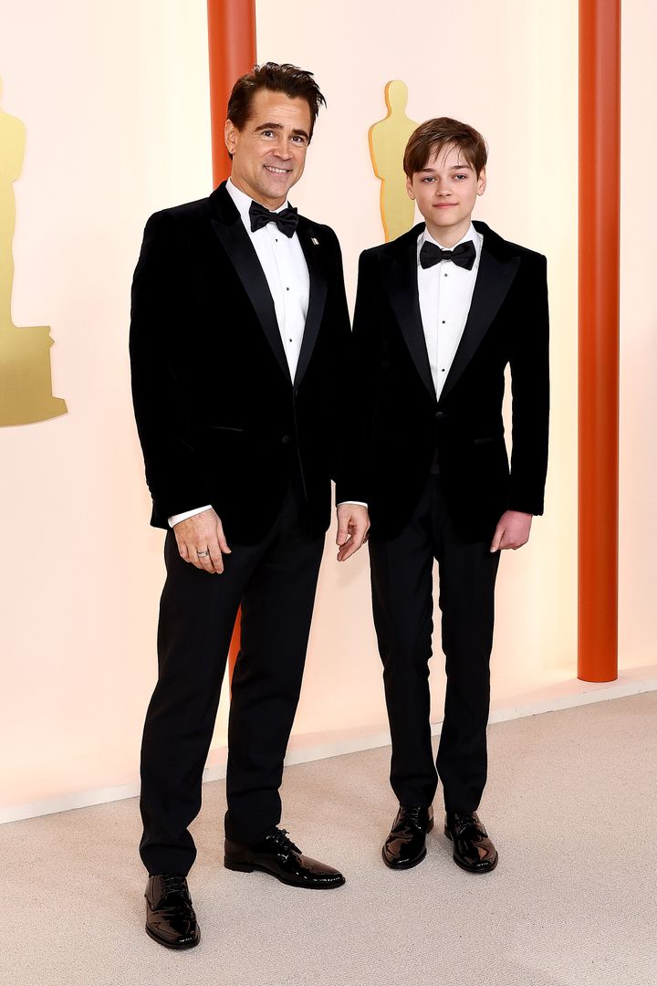 Farrell and his son wore matching velvet tuxedos to the Oscars on Sunday.