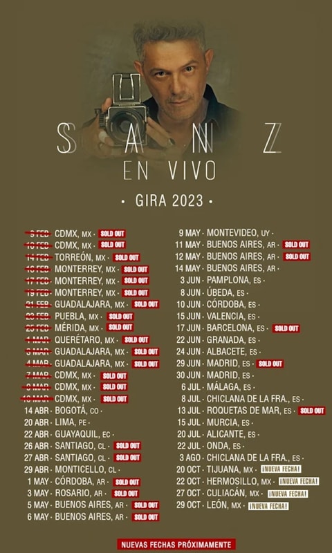 Alejandro Sanz on tour 2023