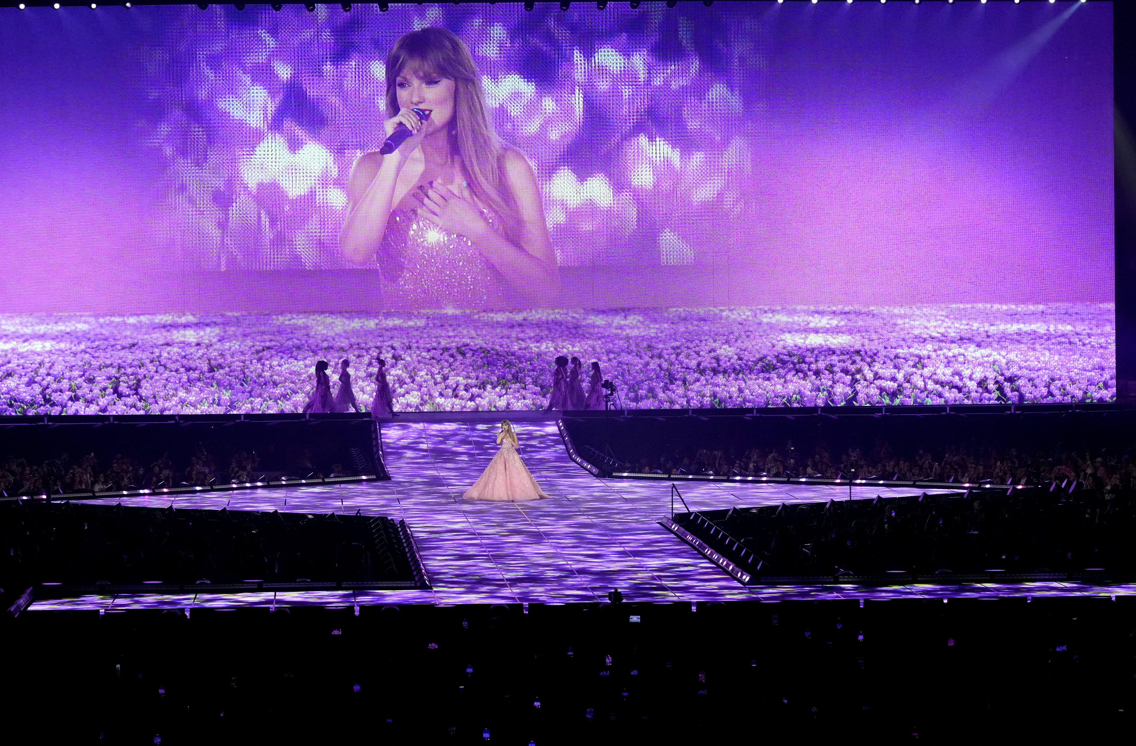 Taylor Swift onstage during her new tour.