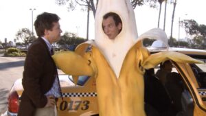 Gob, dressed as a banan, talks to Michael in Arrested Development