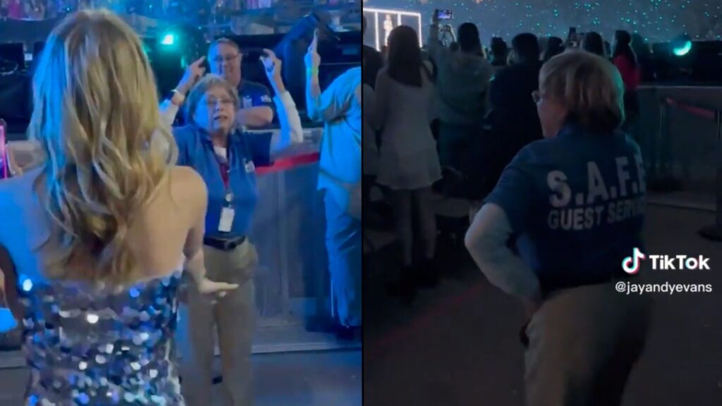 Elderly security guard goes viral for dance moves at Taylor Swift concert