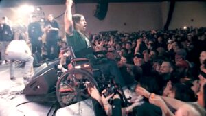 Fan in Wheelchair Crowd-Surfs and Stage-Dives at Hardcore Festival